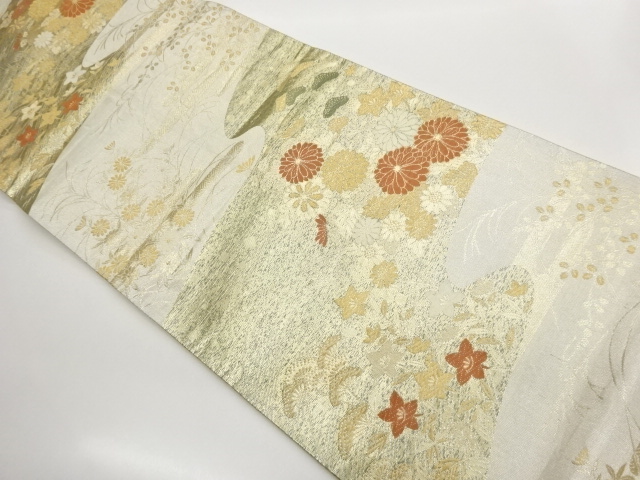 JAPANESE KIMONO / FUKURO OBI / KYUHYAKU SAGANISHIKI / WOVEN PLANT 
